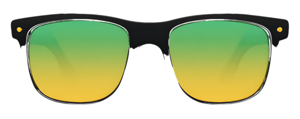 Black Framed Sunglasses with Green and Yellow Gradient Lenses eyewear accessory