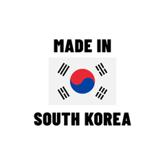 Made in South Korea  Vector Badge with National Flag and Text