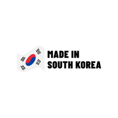 Made in South Korea  Vector Badge with National Flag and Text