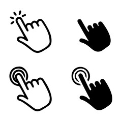 Touch vector icons set. Hand Cursor symbol. black Illustration isolated for graphic and web design