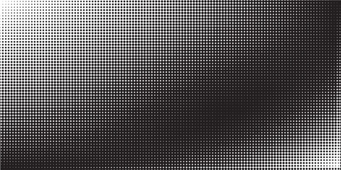Grunge halftone gradient background. Faded grit noise texture. White and black sand wallpaper. Retro pixelated backdrop. Anime or manga style comic overlay. Vector graphic design textured template