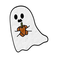 Isolate Halloween ghost and pumpkin sticker.