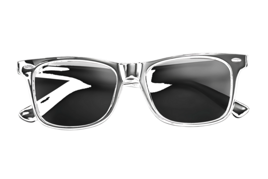 Black Wayfarer Style Sunglasses with Dark Lenses on White Background eyewear accessory