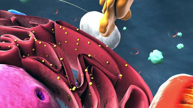 Components of Eukaryotic cell, nucleus and organelles - 3d illustration
