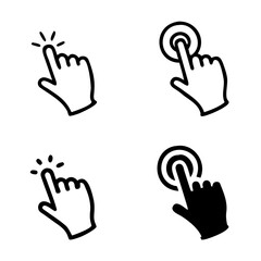 Touch vector icons set. Hand Cursor symbol. black Illustration isolated for graphic and web design