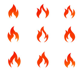 Fire flame logo set vector illustration design template