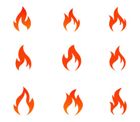 Fire flame logo set vector illustration design template