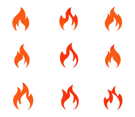 Fire flame logo set vector illustration design template