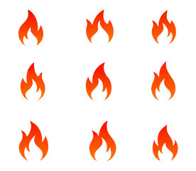 Fire flame logo set vector illustration design template