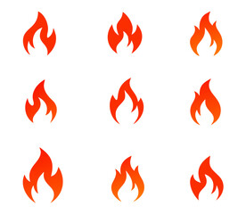 Fire flame logo set vector illustration design template