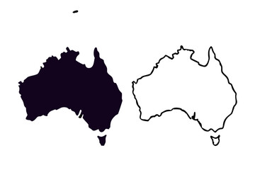 Map of Australia, Black on white background, vector Illustration © Motin