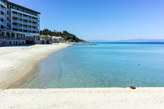 Kassandra coastline near town of Kallithea, Chalkidiki, Greece