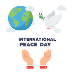 International Peace Day Dove and Earth Symbol.