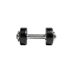 Single Black Dumbbell Isolated on Black Background