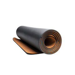 Rolled Up Yoga Mat with Dark Grey and Tan Tones - Studio Shot