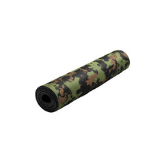 Rolled-Up Camo Exercise Mat Fitness Equipment with Green and Brown Camouflage Pattern