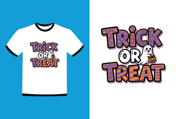 Cute ghost trick or treat text and t shirt design halloween
