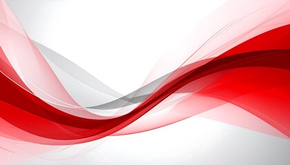 Abstract red and gray waves on white background