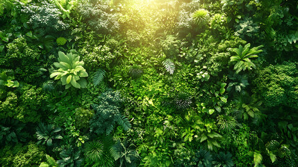 Vibrant green plant wall sunlight nature background lush foliage texture