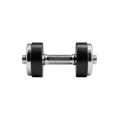 Studio Shot of a Single Black and Chrome Dumbbell Isolated on Black Background