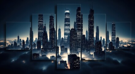 Futuristic Cityscape Panorama Displaying Tall Buildings
