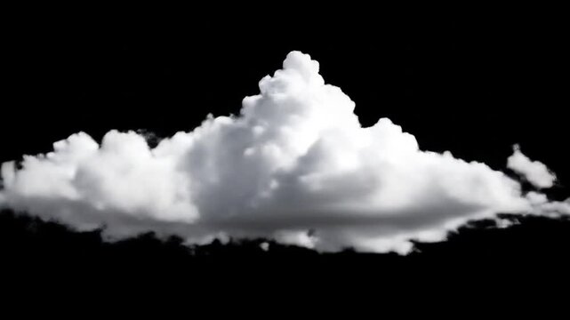 Fluffy white cloud against black background