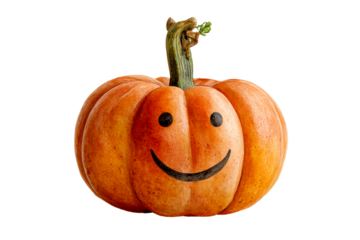 Happy pumpkin with smile, transparent bg