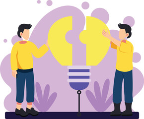 Teamwork building idea with light bulb concept illustration