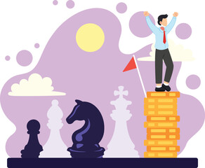 Business success with strategy and financial growth illustration