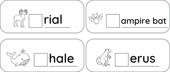 Alphabet Fill in the blank Worksheets for kids