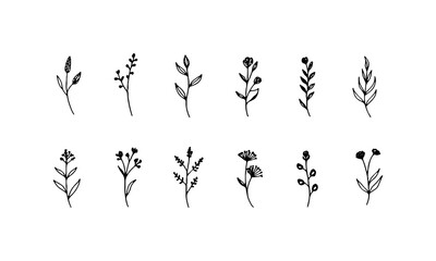 Whimsical Mini Flowers. A lively group of varied small flower icons with playful shapes and organic balance, ideal for fun and casual designs.