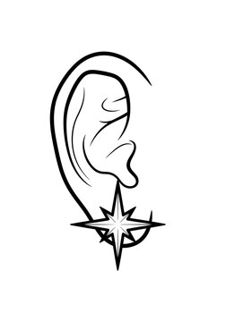 ear piercing with star shape clip art preview