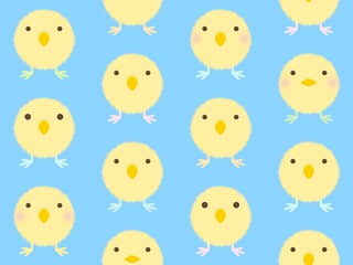 黄色いヒヨコのシームレスパターン　D-3