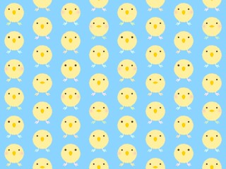 黄色いヒヨコのシームレスパターン　D-3'