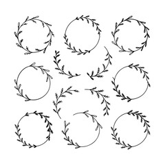 Floral wreath designs arranged in various circular and organic shapes suitable for crafting and decoration