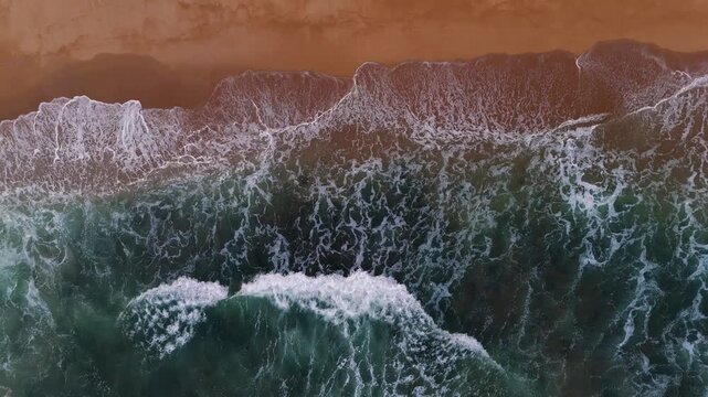 4K Drone Footage of Tropical Coastline Waves Crashing on Shoreline
