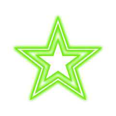 Vibrant Green Neon Star Outline Symbol.