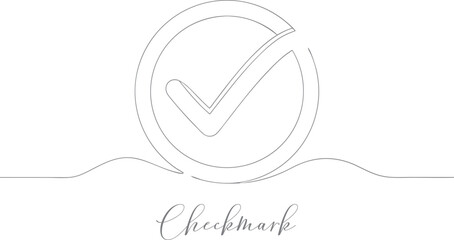 Checkmark Minimalist Business Approval Icon Concept Continuous One Line Drawing