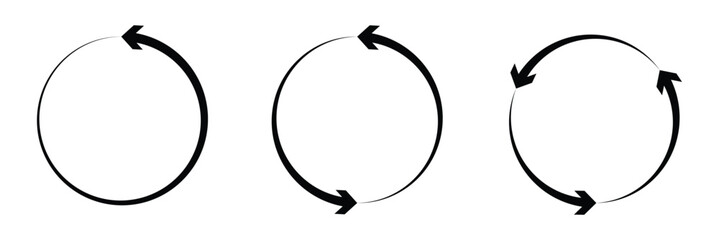 Arrows Repeat icon set. Long rotation and repeat vector symbol. Exchange and replace sign. Reverse and recycle icon in eps 10.