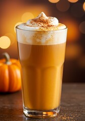 Pumpkin Spice Latte with Whipped Cream and Cinnamon