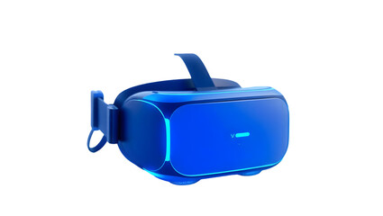 Obraz premium Isolated blue vr headset with glowing edges against a black background in studio shot style