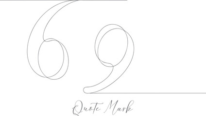 Quotation Mark Minimalist Speech Or Phrase Using Icon Concept Continuous One Line Drawing