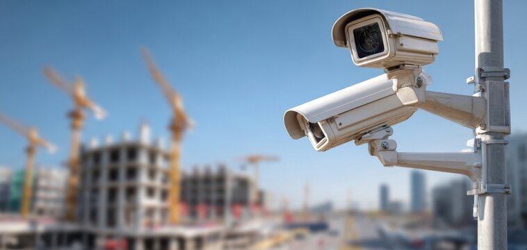 The security cameras overseeing a bustling construction site.