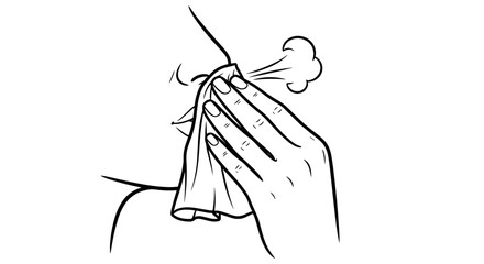 Person blowing their nose into a tissue, symbolizing health and respiratory care