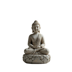 Fototapeta premium A stone Buddha statue with natural texture, centered on a transparent background