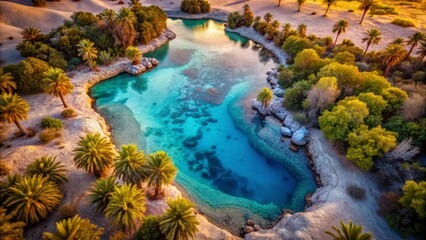 Obraz premium Desert Oasis with Palm Trees