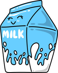 Cute Milk Carton with Face Cartoon