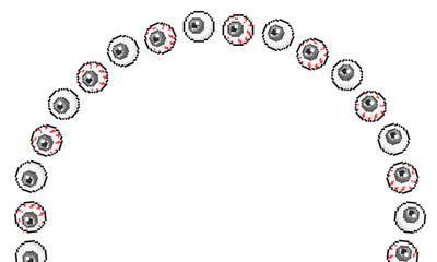 Halloween Pixel Art Arch Frame, Creepy Black Eyeball Border, Digital PNG Decoration for Spooky Party