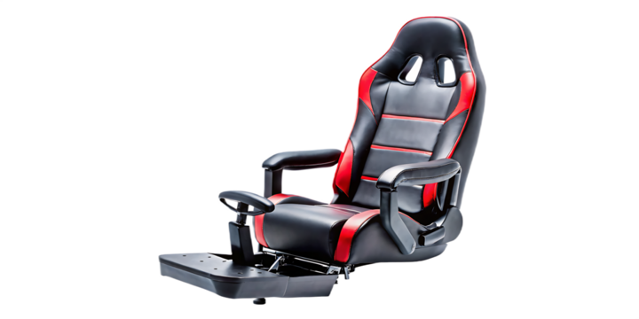 Ergonomic Gaming Chair with Red and Accents computer chair office chair isolated on a transparent background - Powered by Adobe