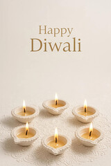 Elegant White Diwali Decoration with Golden Diya and Flowers

